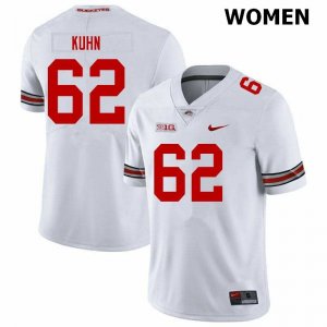 NCAA Ohio State Buckeyes Women's #62 Chris Kuhn White Nike Football College Jersey FYM0745JP